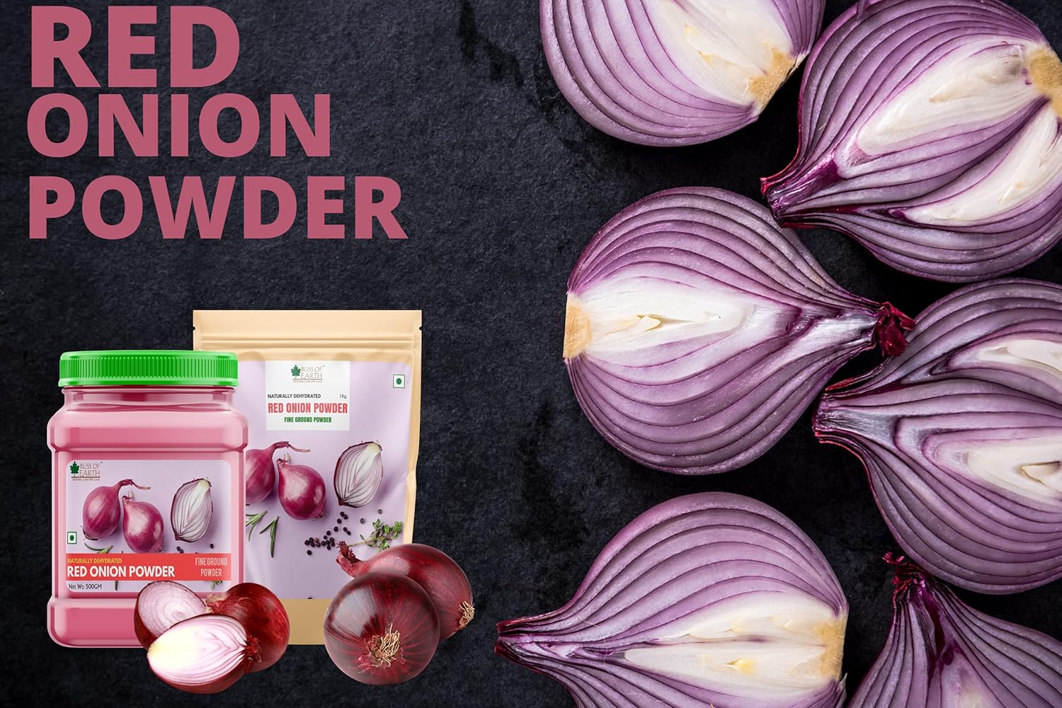 Bliss Of Earth 1 Kg Natural Red Onion Powder, Dehydrated, Good For Cooking & Hair Growth
