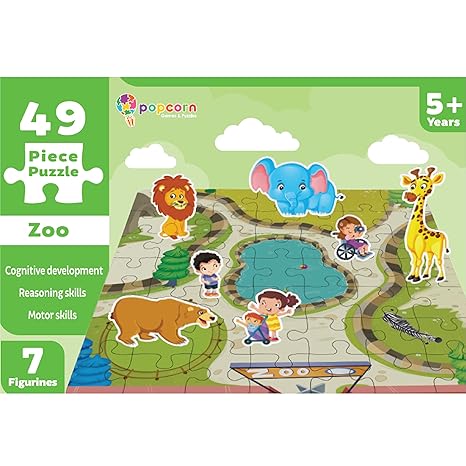 Popcorn Games & Puzzles Zoo 49 Piece Kids Jigsaw Game Puzzle Science Educational Toys