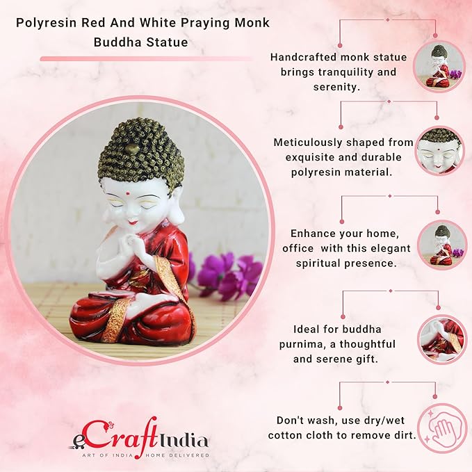 Ecraftindia Child Monk Figurine | Red