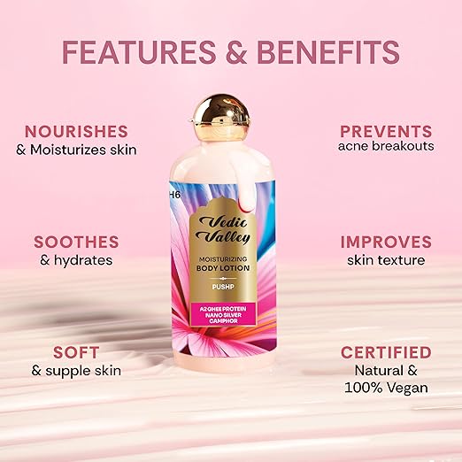 Vedic Valley Paraben Free Pushp Snehana Glow Body Lotion for Women & Men - 300 ml