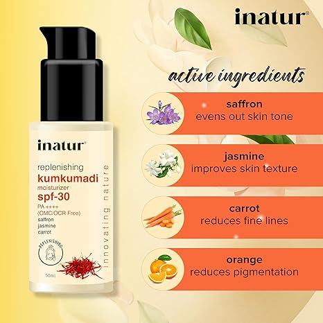 inatur Kumkumadi Moisturizer Sunscreen SPF 30 PA++++ - 50 ml