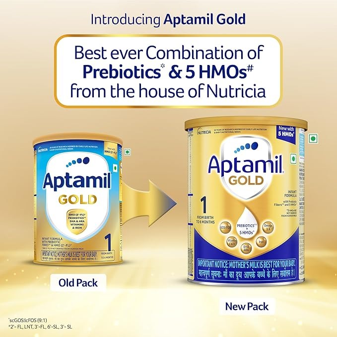 Aptamil Gold Infant Formula Milk Powder for Babies - Stage 1 (Upto 6 months) Tin - 400 gms