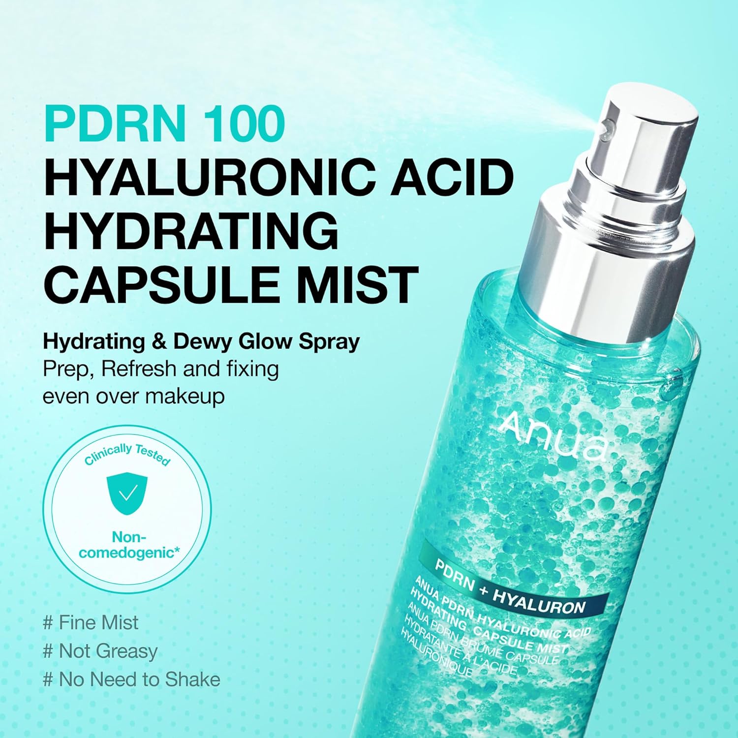 Anua PDRN Collagen Glow Facial Serum Spray with Hyaluronic Acid | Hydrating Face Mist, Dewy Glass Finish, All Skin Types, Instant Plumping, 100 ml
