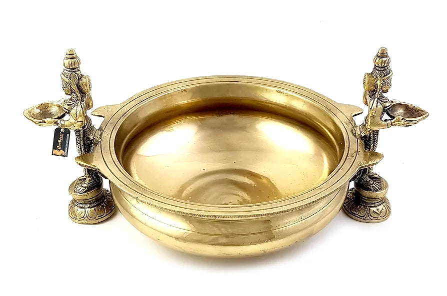 Two Moustaches Deep Laksmi Design Brass Traditional Urli Bowl Golden Standard