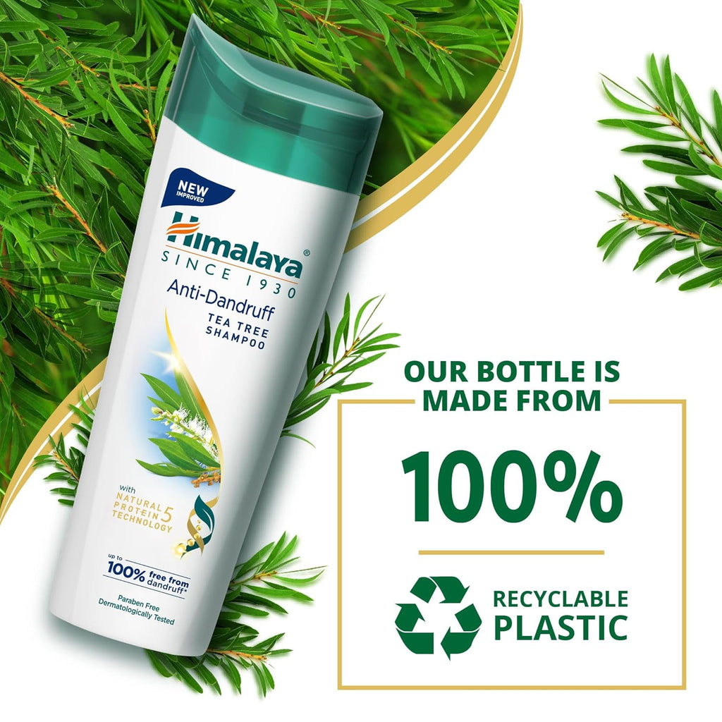 Himalaya Anti-Dandruff Tea Tree Shampoo, Removes up to 100% Dandruff, Soothes Scalp & Nourishes Hair, with Tea Tree oil and Aloe Vera, for men and women, 180ml