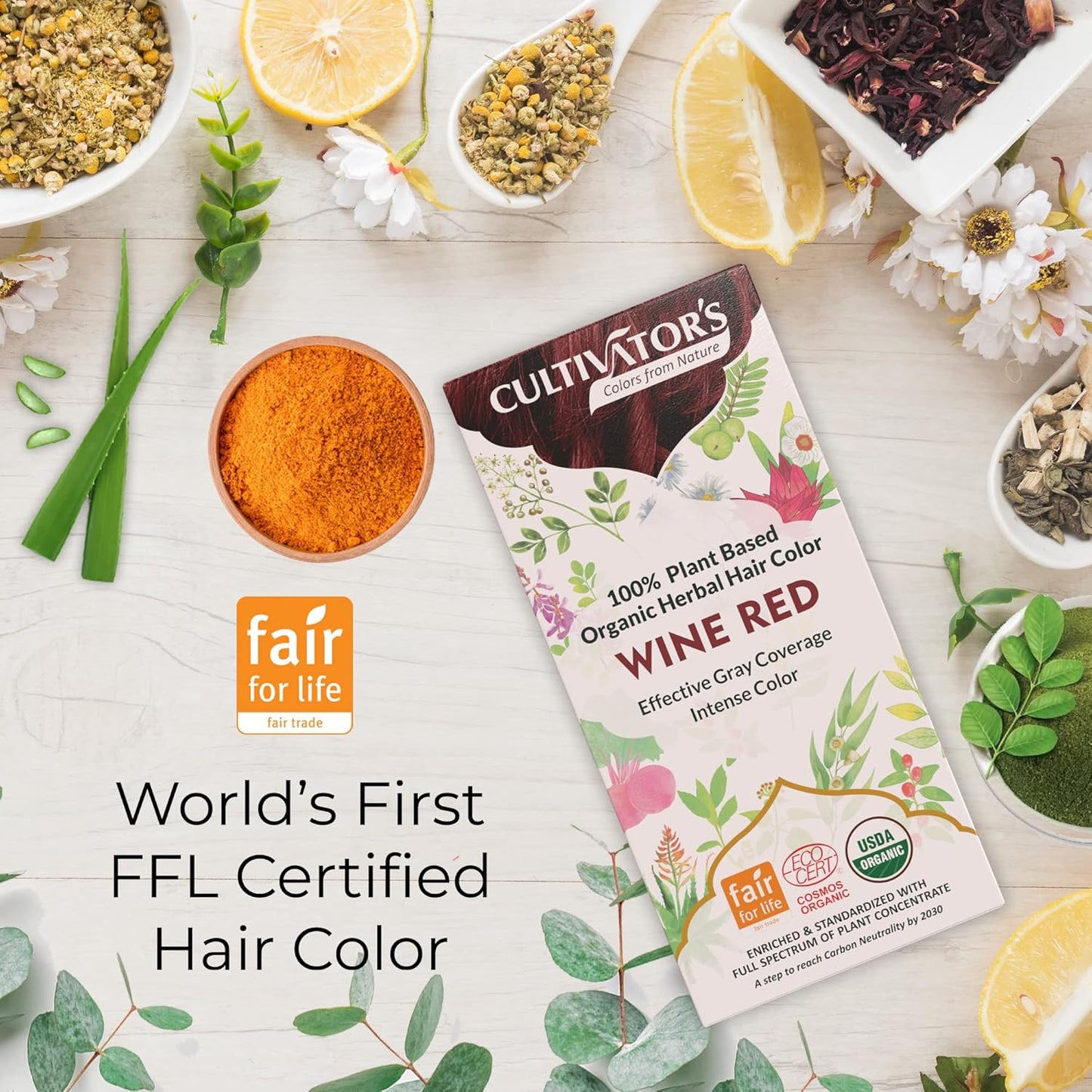 Cultivator's Wine Red Organic Herbal Hair Colour - 100 gms