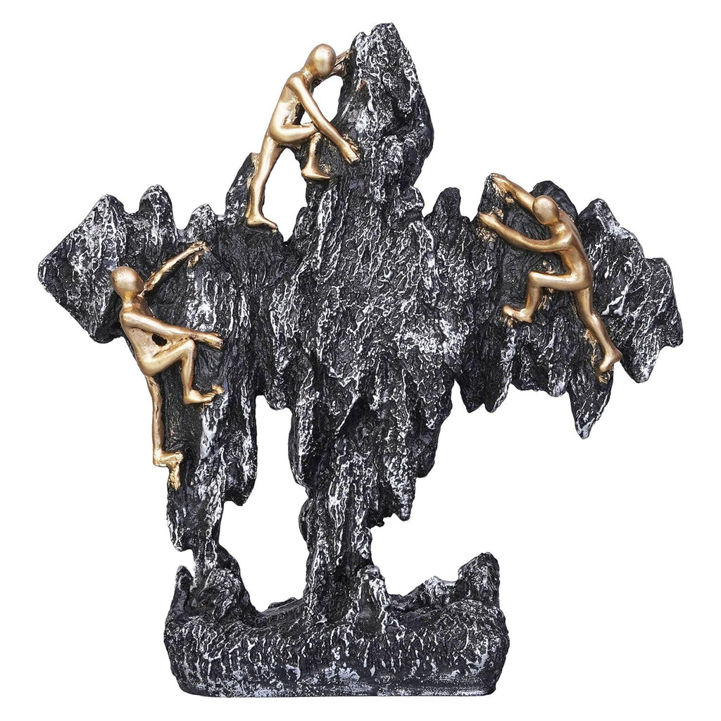 Ecraftindia 3 Men Climbing on Rock Mountain Climbers Human Figurine Showpiece