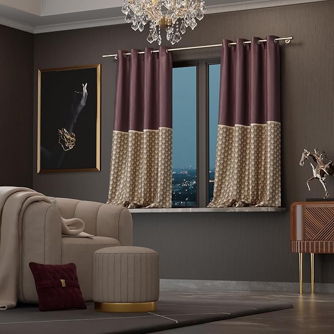 Stoa Paris Curtain for Home Single pc Patterned Curtain for Window Colour Royal Rouge