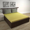 Divine Casa 144 TC 100% Pure Cotton Double Bedsheet with 2 Pillow Covers Ikat Diamond Print Colour Mustard Yellow