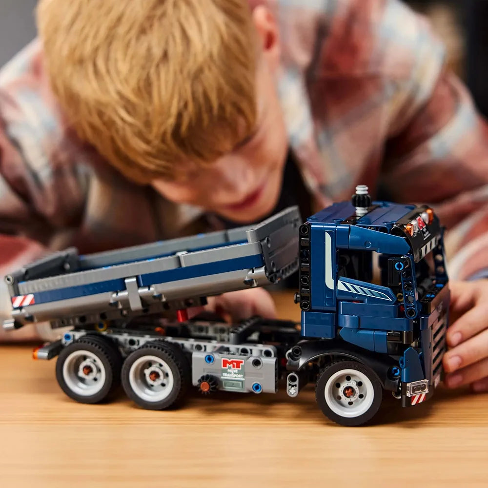 Lego Technic Tipping Dump Truck Toy, Blue Construction Vehicle Set 42203 Building Blocks Toys for 9+ Gift for Boys and Girls