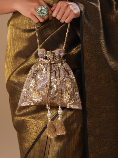 Masq Gold-Toned Embellished Potli Clutch