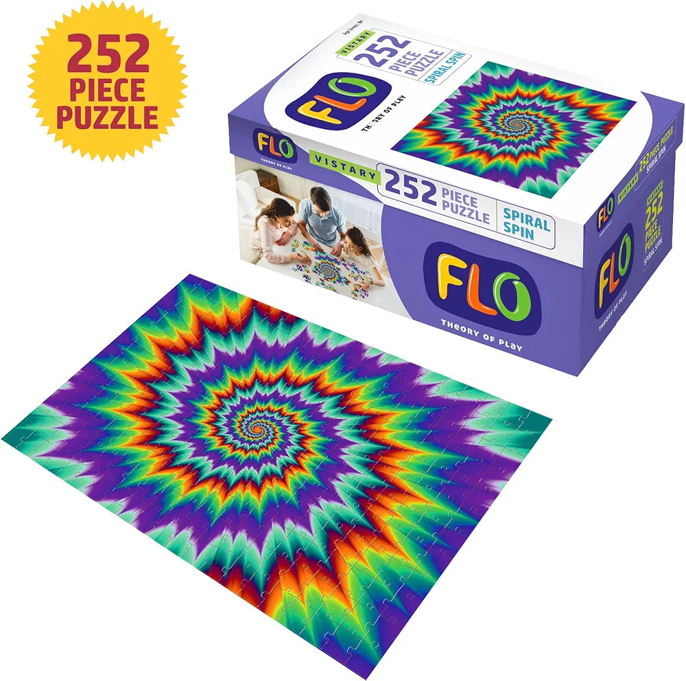 FLO Toys Spiral Spin Jigsaw Puzzle for Adults & Kids 14+ 252 Piece Fun & Challenging Puzzle Game