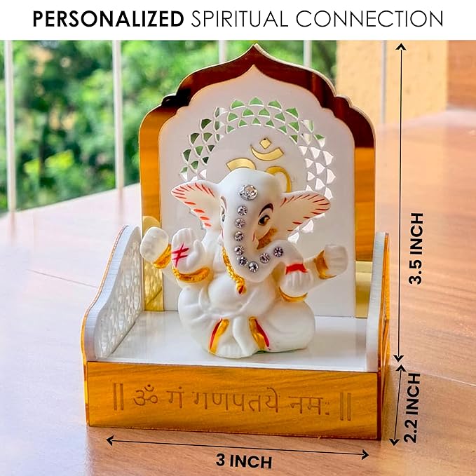 Solobolo Ganesh Idol for Car Dashboard With Small Temple for Car Dashboard | Ganesh Idol