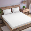 Trance Home Linen 300TC Pure 100% Cotton King Size Jacquard Weave Fitted Bedsheet with 2 Pillow Covers  78 x 72 inch Colour White