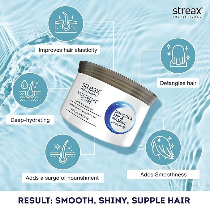 Streax Professional Vitariche Care Smooth And Shine Masque - 200 gms