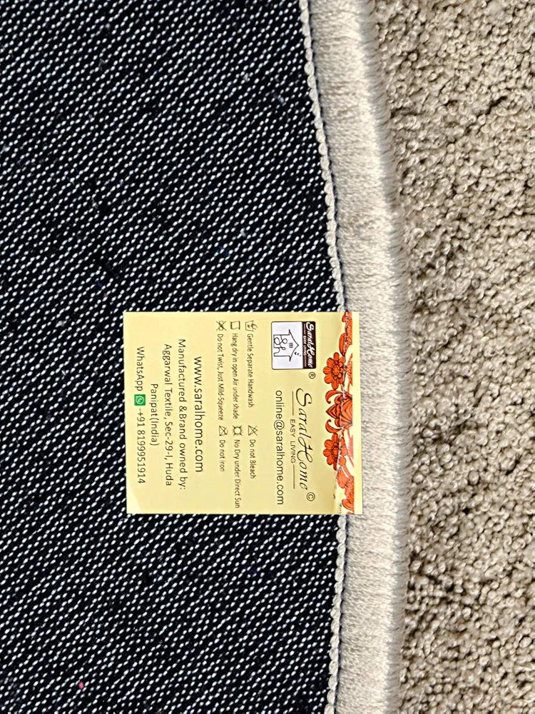 Saral Home Neon Shaggy Yarn Anti-Skid Round Mats Colour Beige