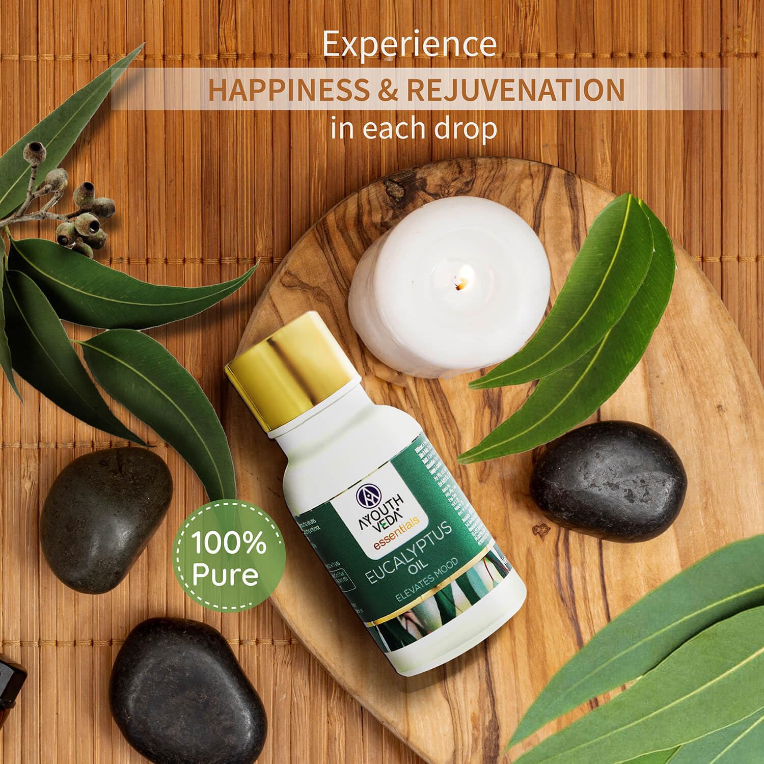 Ayouthveda Eucalyptus (Nilgiri) Essential Oil for Skin & Hair | Aromatherapy Kit for Stress Relief & Relaxation | 100% Pure & Natural Therapeutic Grade |Can Be Used as Air purifier (Pack Of 1; 15ml)