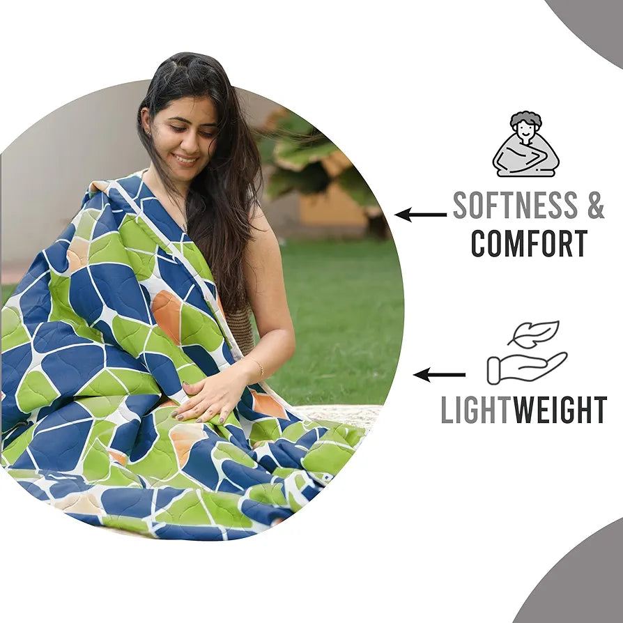 Divine Casa Microfiber 150 GSM Reversible Double Bed Comforter Ultra Soft & Lightweight Blanket Colour Acid Lime