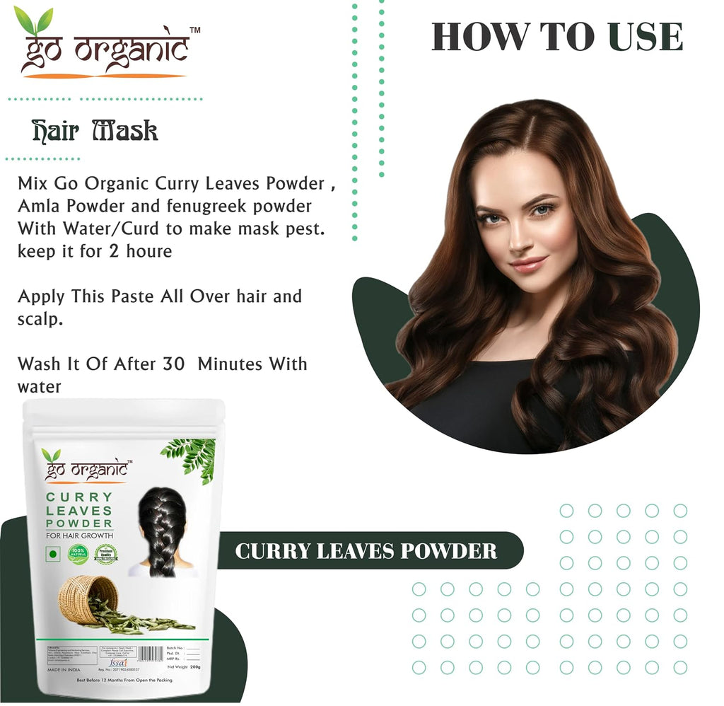 Go Organic Curry Leaves Powder Curry Leaves To Grow Long, Strong And Shiny Hair (200 Grm)