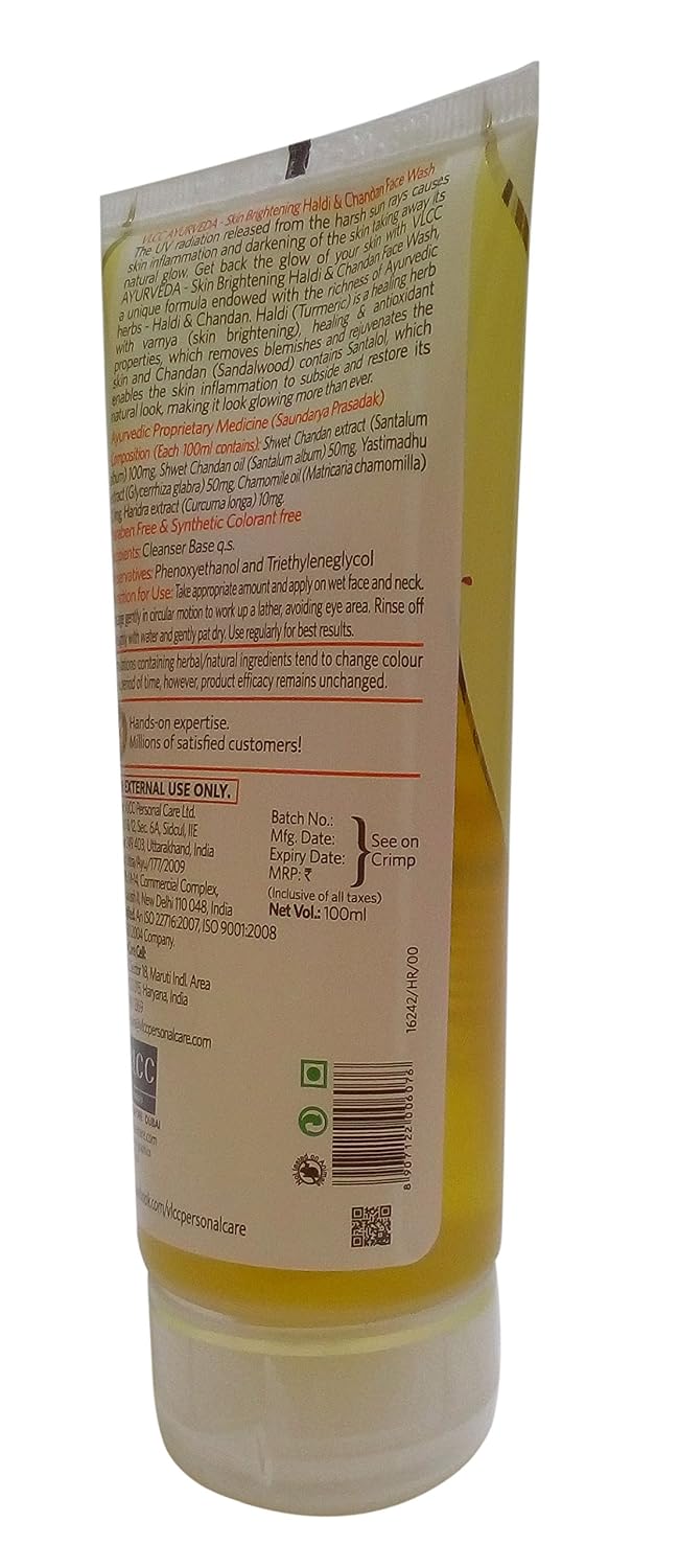 VLCC Skin Brightening Face Wash - Haldi and Chandan, 100ml Tube