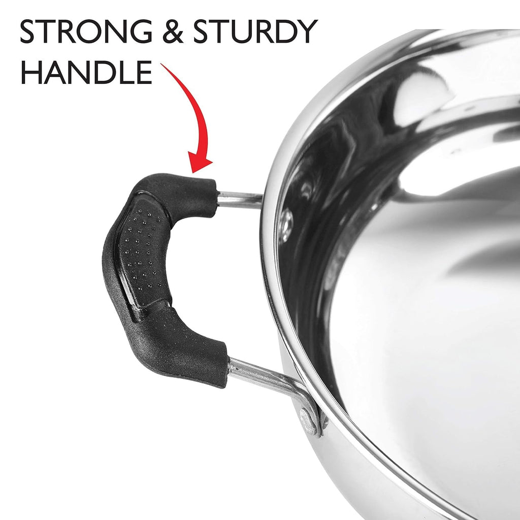 Cello Steelox Induction Compatible Stainless Steel Kadhai - 3ltr