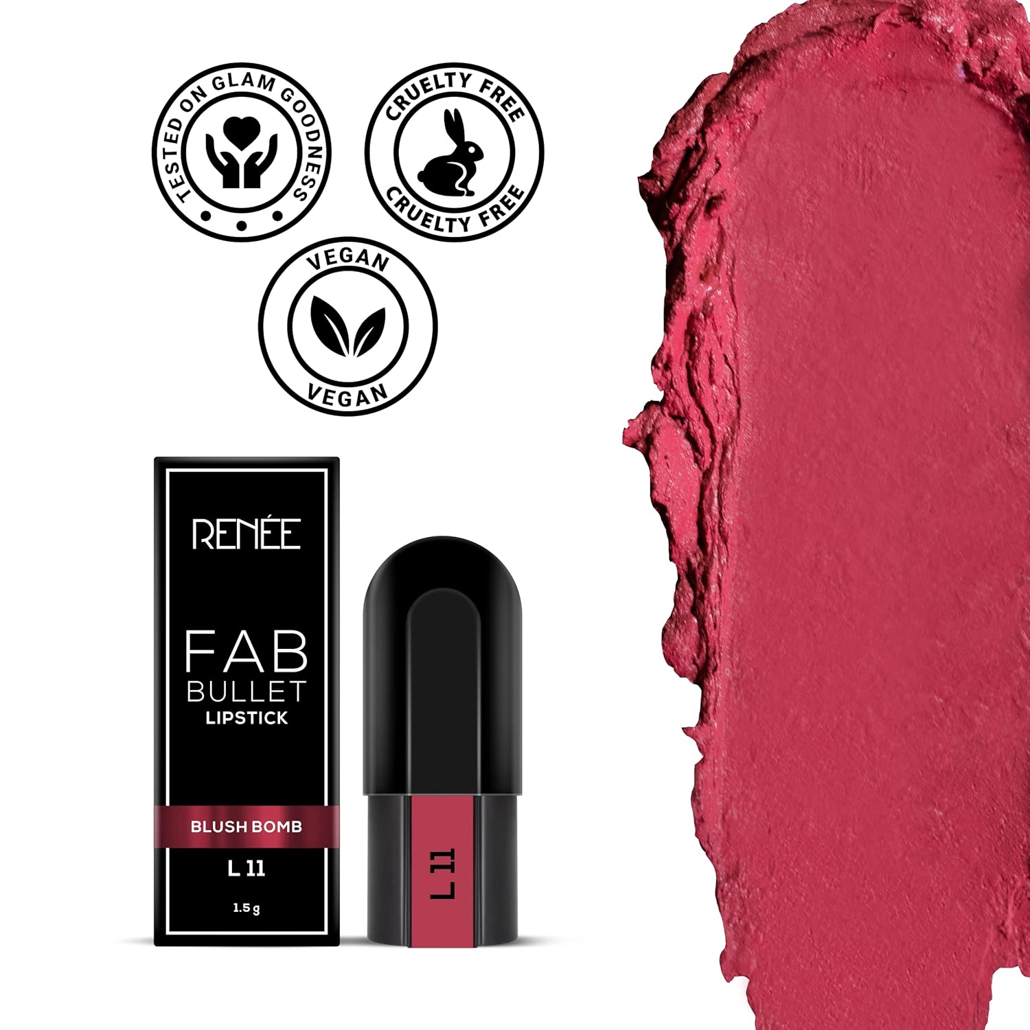 RENEE Fab 5 Refill Bullet Matte Lipstick, L 11 Blush Bomb 1.5gm