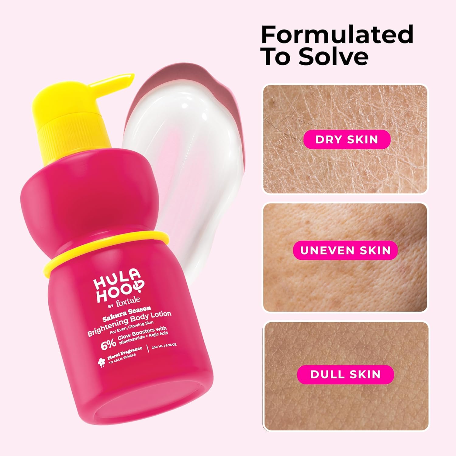 FoxTale Hula Hoop Brightening Body Lotion by Foxtale| Niacinamide + Kojic Acid + SPF30 | Moisturizes, Brightens, & Even Tones Skin | Prevents Tanning & Sun Damage | Light & Grease-Free | 200ml