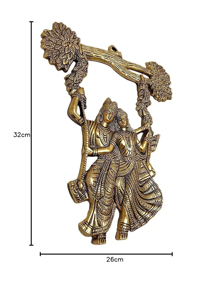 Chhariya Crafts Radha Krishna Tree Jhula and Ganesh Decorative Metal Wall Hanging Art Showpiece for Wall Decor
