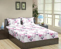 Trance Home Linen 100% Cotton 75"X60" Double Bed Size Elastic Fitted Bedsheet Printed Double Size Bed With 2 Pillow Covers 180 tc Colour Paradise Pink