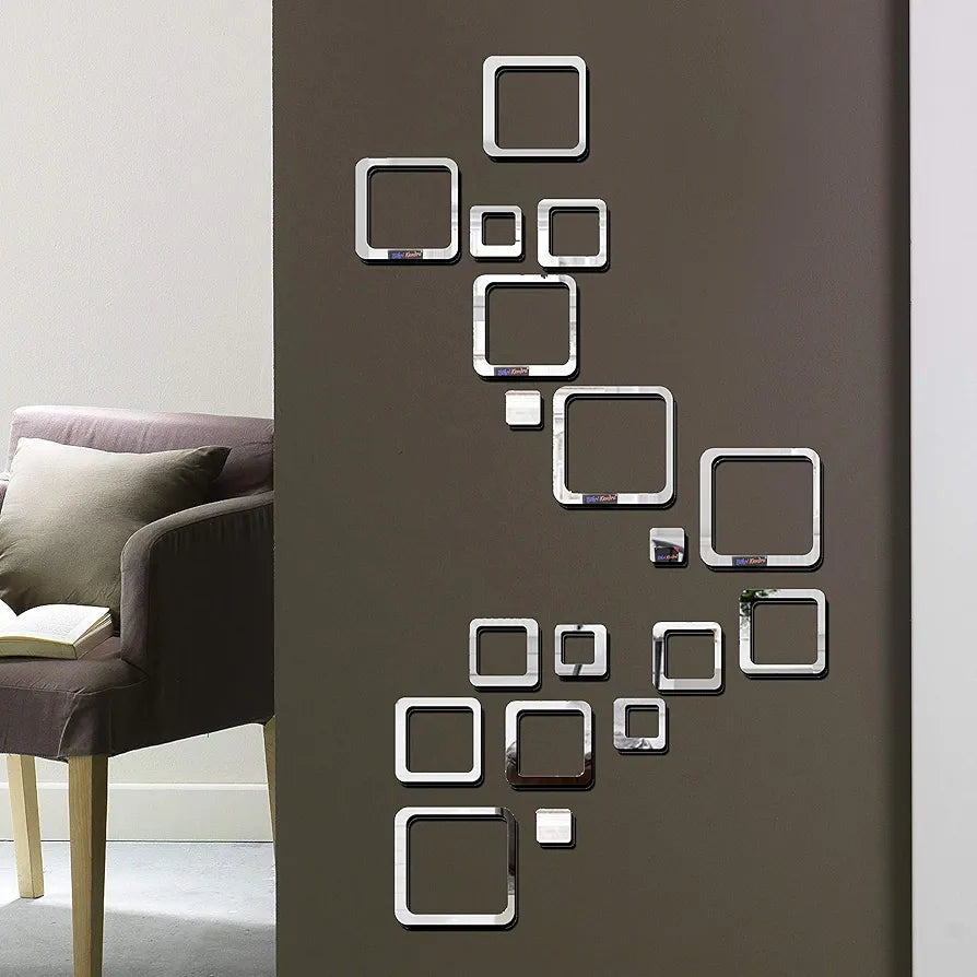 Bikri Kendra Ind Sun Purple with 12 Square Silver Mirror Stickers for Wall