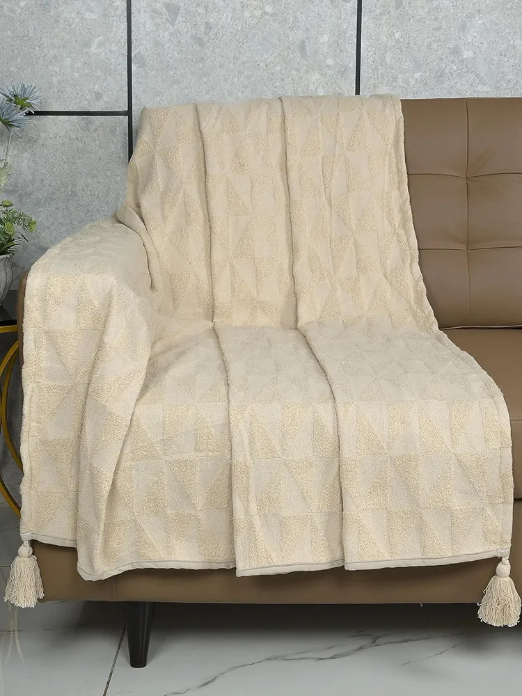 Saral Home Soft Microfiber 3 Seater Sofa Cover Throw Colour Lt.Beige