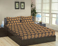 Trance Home Linen 200TC 100% Cotton 78"x72" Standard King Size Elastic Fitted Bedsheet Printed with 2 Pillow Covers Colour Damask Warm Grey Mustard