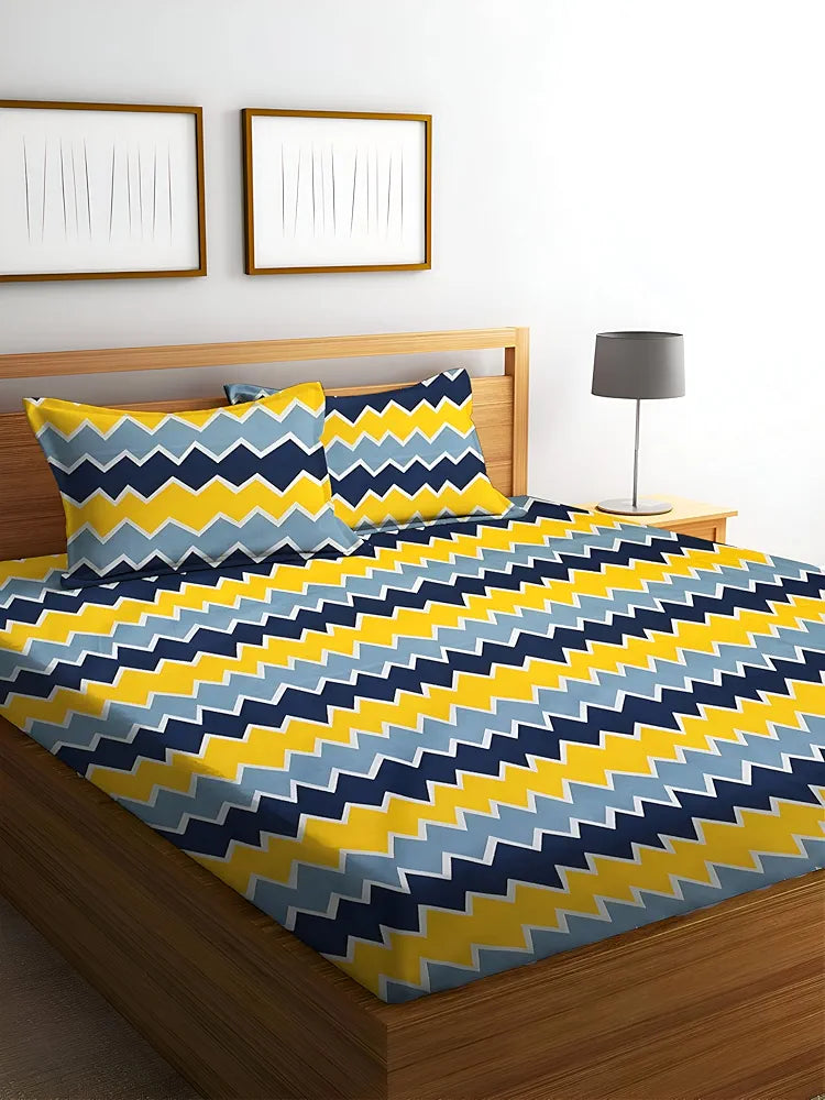 Starnstyle Polycotton 220 TC Floral Printed King Size Double Bedsheet with 2 Pillow Covers Miltd