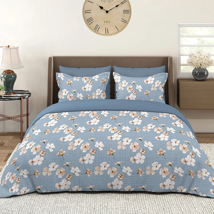 Layers Home Easy Cotton Bedsheet Set for All Seasons Lightweight 144 TC King Size Blue Illuminating