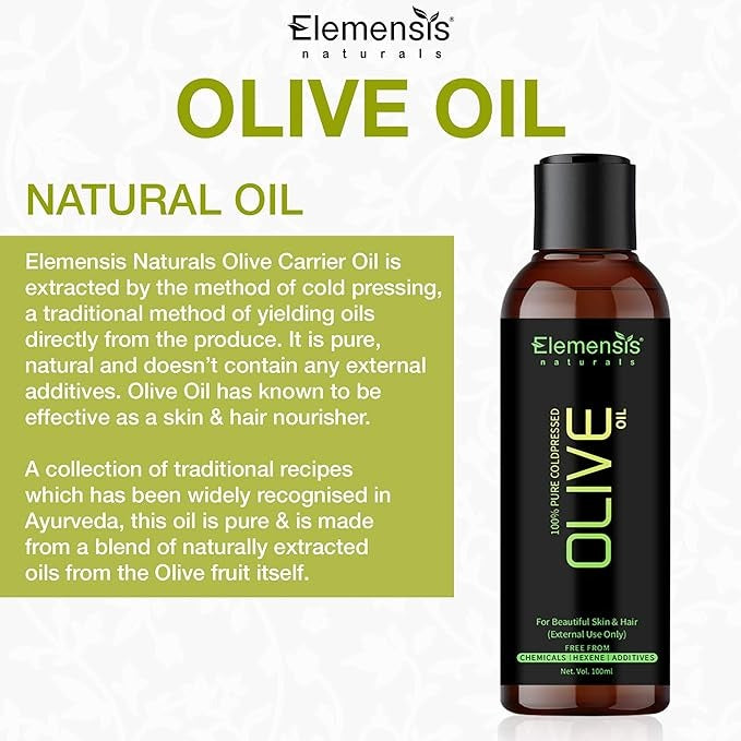Elemensis Naturals Pure And Natural Cold Pressed Olive Oil For Hair And Skin - 100 ml