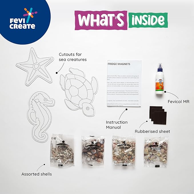 Fevicreate Diy Marine Themed Fridge Magnet Kit Turtles Seahorses and Starfishes Designs Art and Craft Kit for Kids