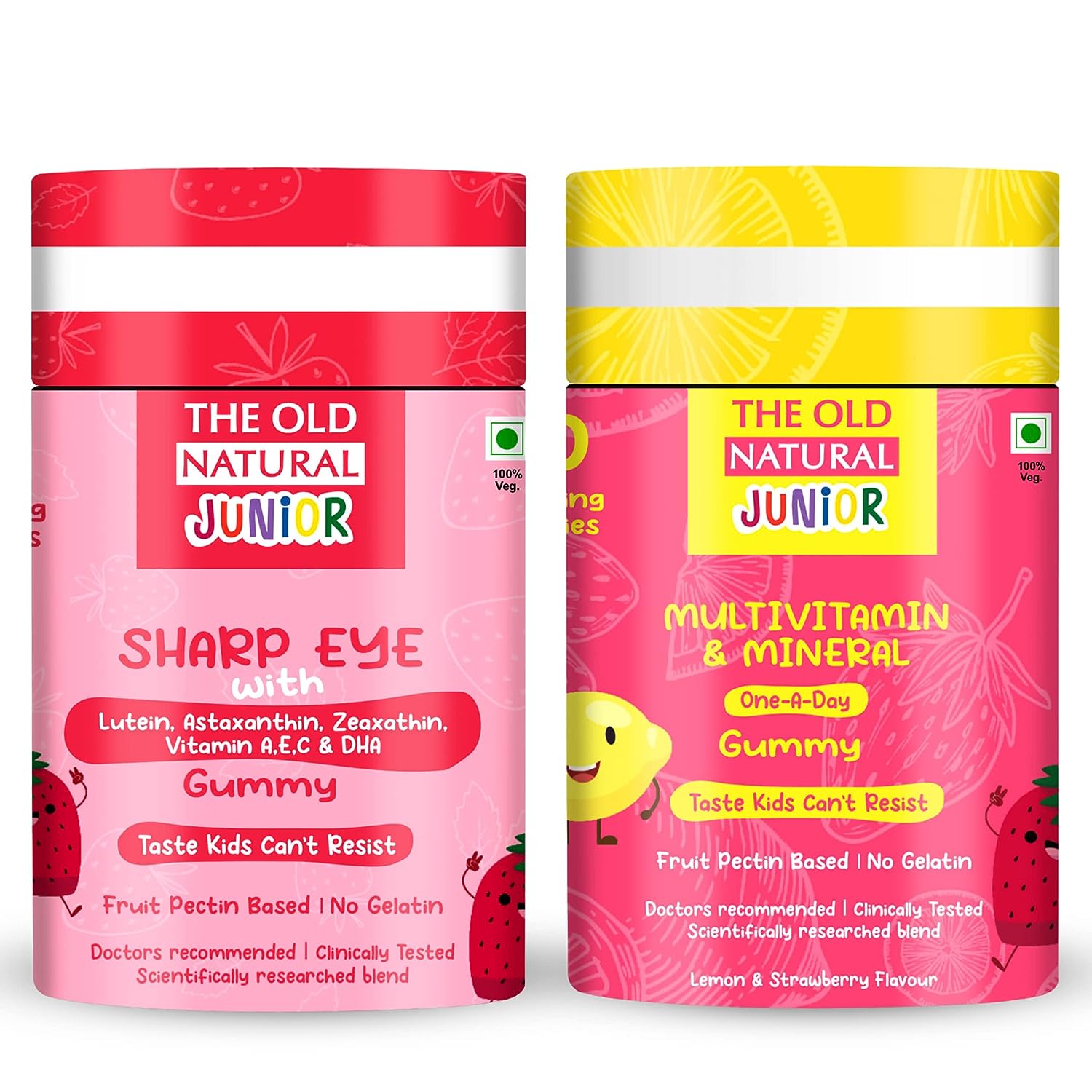 The Old Natural Sharp Eye Gummy and Multivitamin Fruit Pectin Gummy for Kids Combo