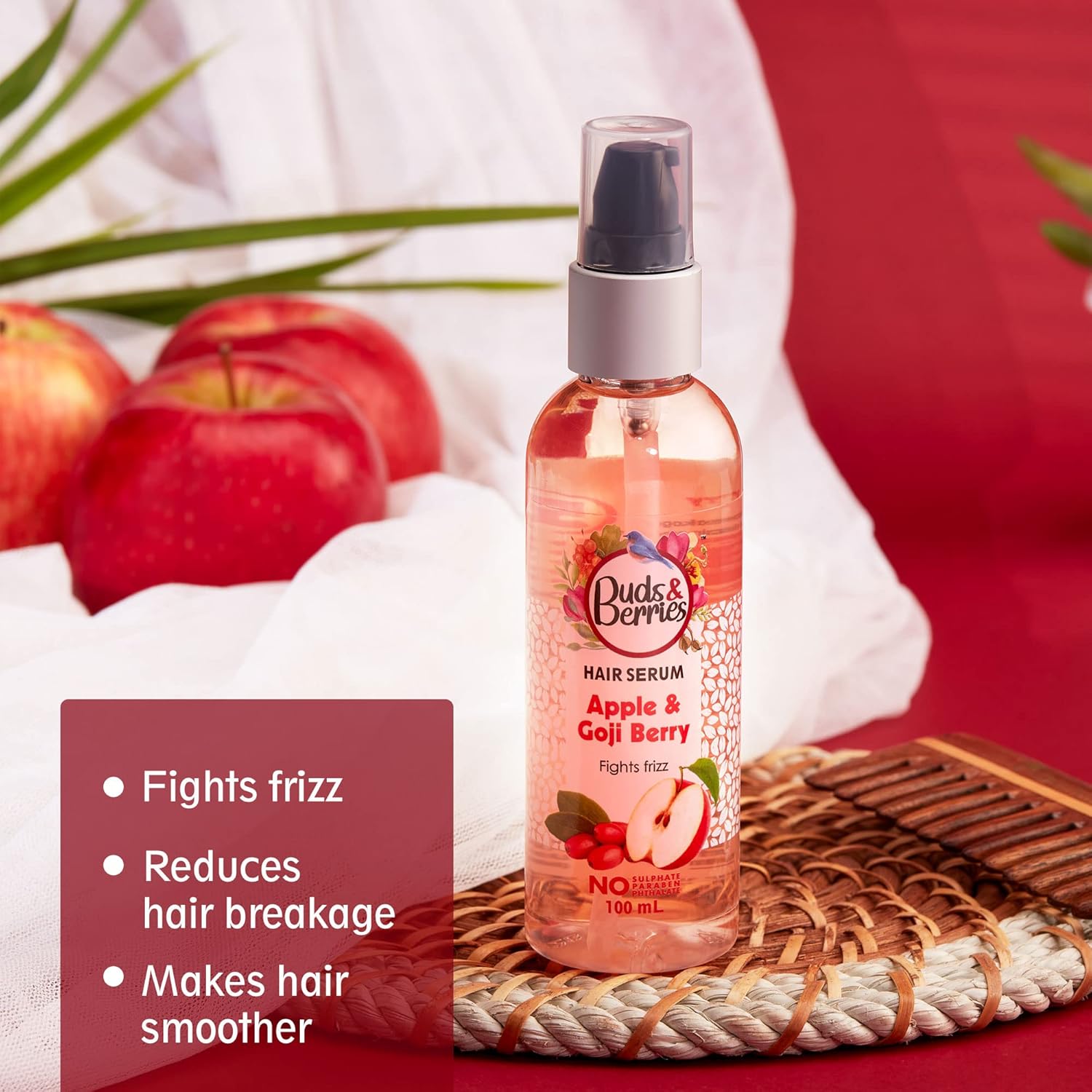Buds & Berries Apple and Goji Berry Frizz Control Hair Serum - 100 ml