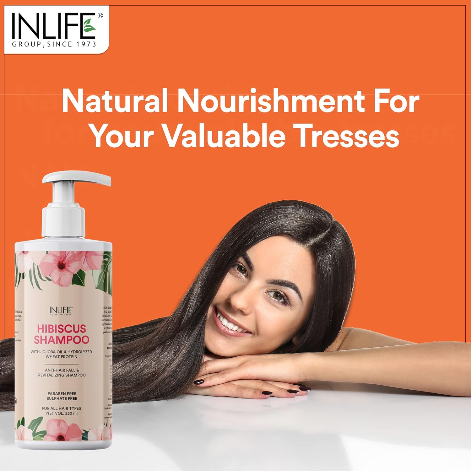 INLIFE Hibiscus Shampoo | Ayurvedic Natural | with Jojoba Oil & Hydrolyzed Wheat Protein | Dry and Frizzy Hair | Paraben & Sulphate Free | Women Men - 250ml (Pack of 1, 250)