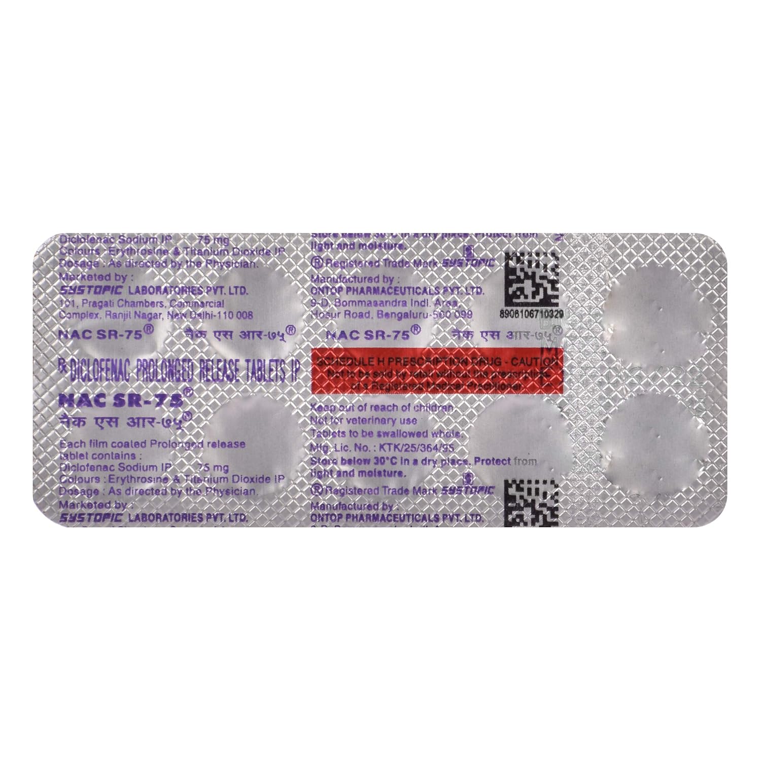 Nac SR 75 - Strip of 10 Tablets