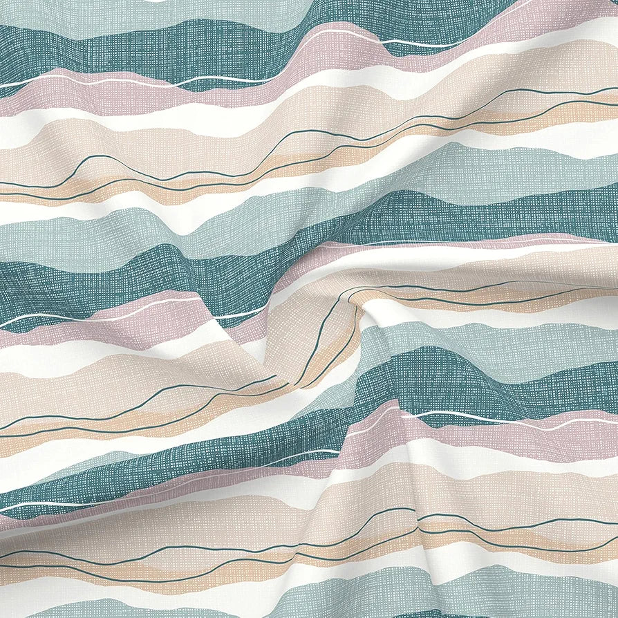 Layers Firenze Floret Cotton Bedsheet Set for All Seasons Lightweight 146 TC King Size Grey Waves