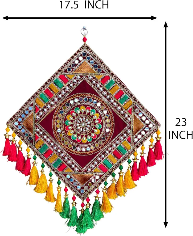 Reptum Decor Velvet Traditional Rangoli Design Wall Hanging square-1