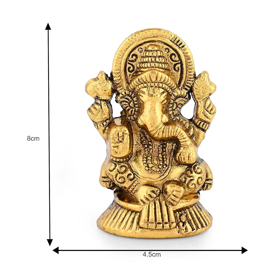 Ganesha Idol Showpiece Aluminum Golden Finish Ganesha Idol
