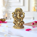 Ganesha Idol Showpiece Aluminum Golden Finish Ganesha Idol