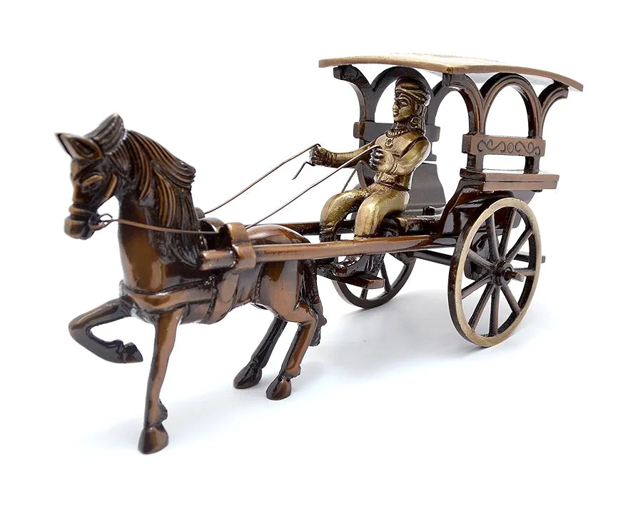 Two Moustaches Brass European Horse Carriage Showpiece