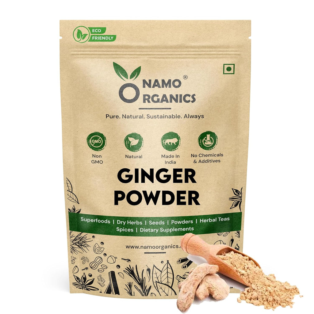 Namo Organics - Ginger Dried Root Powder - 300g | Zingiber officinale | NON-GMO | No Added Preservatives | Sukku Podi | Dry Sonth/Adrak Powder for Cooking and Health