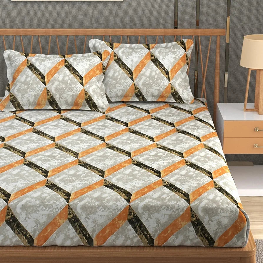 Homefab India 180 TC Microfiber Double BedSheet with 2 Pillow Covers Beige Brown