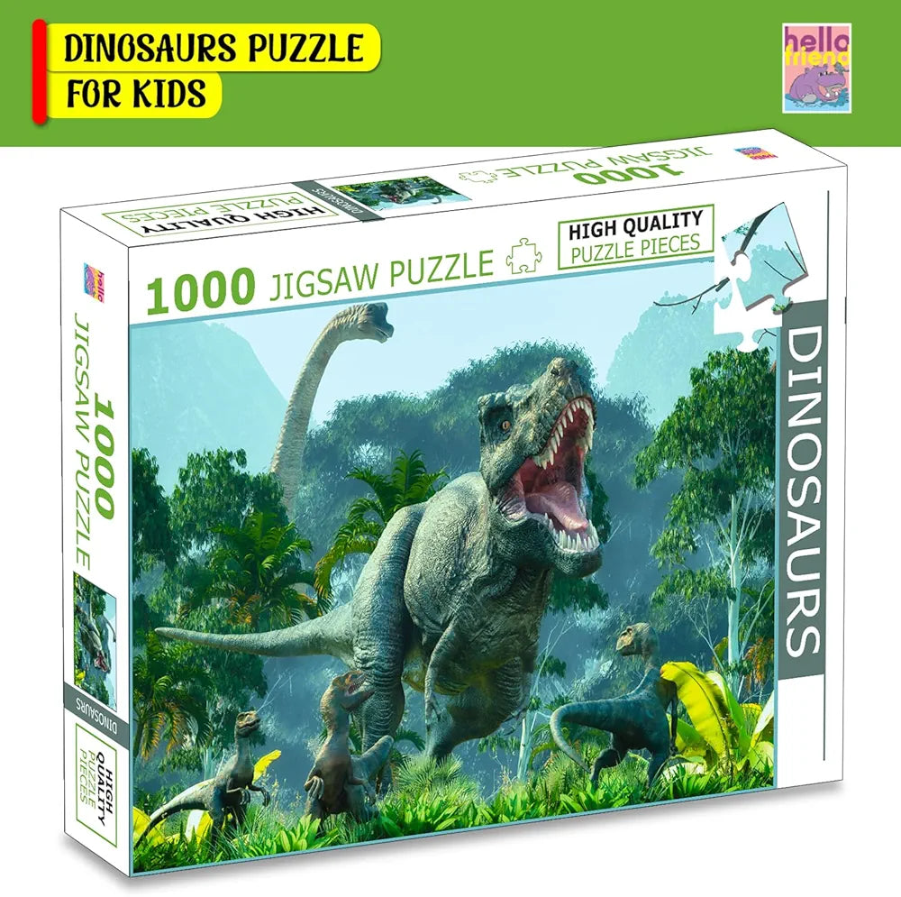 Hello Friend Dinosaurs Puzzle Box 1000 Piece Jigsaw Puzzle Prehistoric Adventure