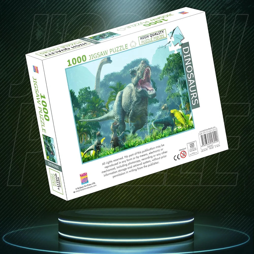 Hello Friend Dinosaurs Puzzle Box 1000 Piece Jigsaw Puzzle Prehistoric Adventure