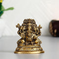 Ecraftindia Handcrafted Golden Brass Panchmukhi Lord Ganesha Idol | Hindu God Idol | Home Decor | Puja Room